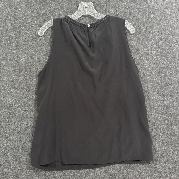 Javier Simorra Blouse Women's Medium Black Silk Sleeveless Tank Top Braided - Picture 6 of 6